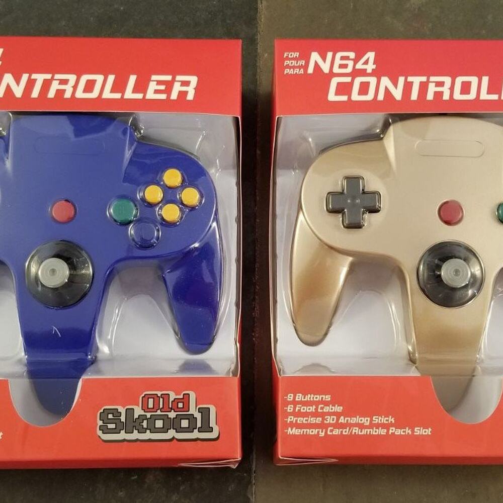2 N64 Controllers - Blue & Gold (NEW) - Nintendo - Nintendo64 - Old Skool